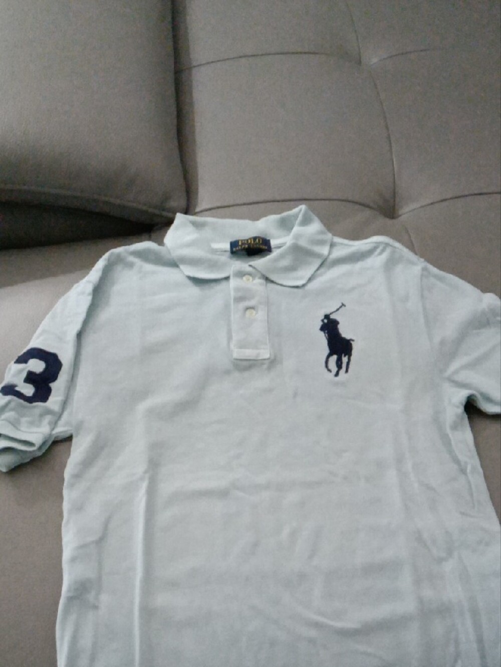 NEW Ralph Lauren Pale Blue Polo Shirt with BIG Navy Pony
